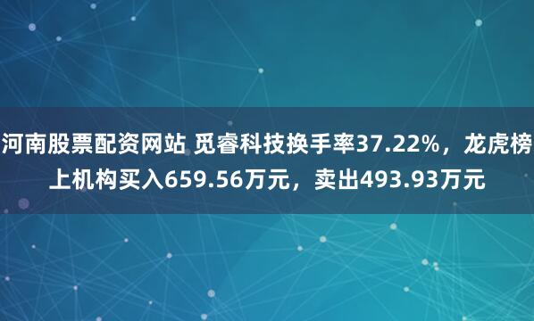 河南股票配资网站 觅睿科技换手率37.22%，龙虎榜上机构买入659.56万元，卖出493.93万元